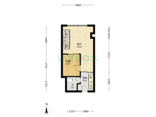 巴黎广场 1室1厅1卫 41平方