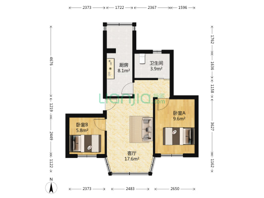 怡景花园-桂花村 2室1厅1卫 56平方