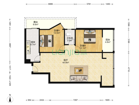 木综厂宿舍 2室1厅1卫 91平方