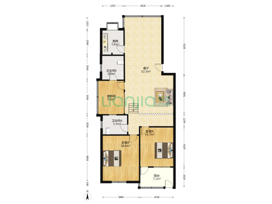 乐意园公寓 2室1厅2卫 114平方