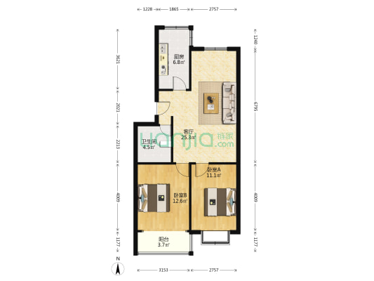 水利站农民公寓 2室1厅1卫 81平方