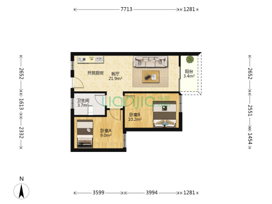 创基大厦 2室1厅1卫 71平方