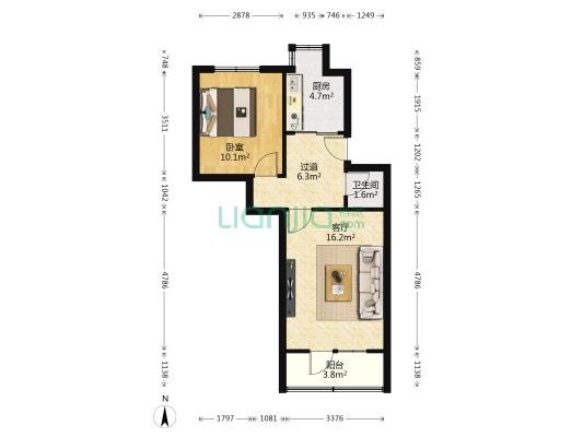 啤酒厂家属院 1室1厅1卫 47平方