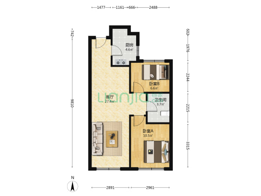 吴中府 2室1厅1卫 84平方