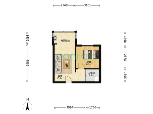 红星社区 1室1厅1卫 40平方