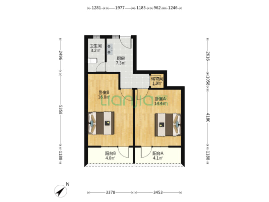 松花江路223弄 2室0厅1卫 58平方