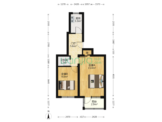 和平里九区 2室0厅1卫 50平方