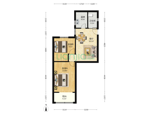 平广大楼 2室1厅1卫 72平方