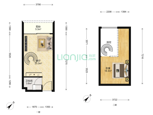 汇泰领寓 1室1厅1卫 45平方