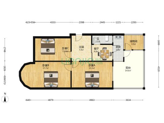 钢铁丝厂楼 3室1厅1卫 73平方