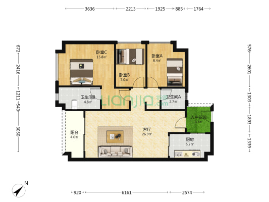 广州龙湖·揽境 3室1厅2卫 99平方