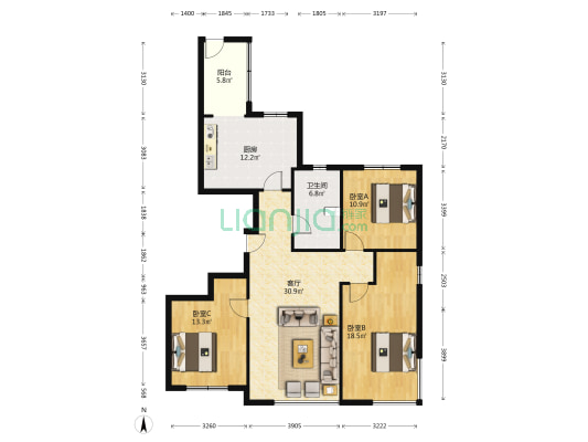 大正莅江一期 3室1厅1卫 157平方