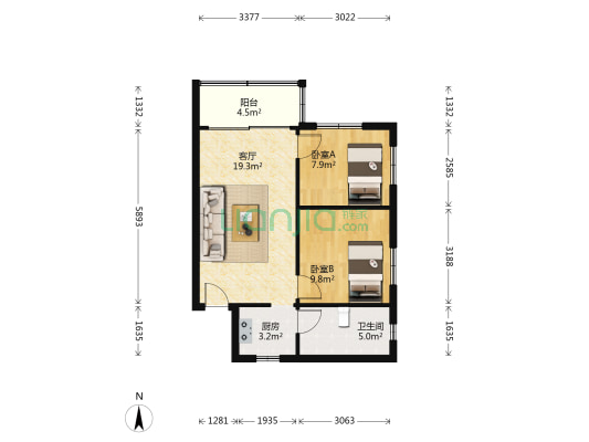 馨雅居 2室1厅1卫 61平方