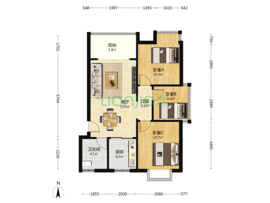 花漾年 3室1厅1卫 78平方