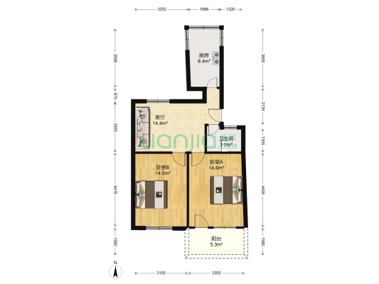 福州市第四医院单位宿舍 2室1厅1卫 72平方