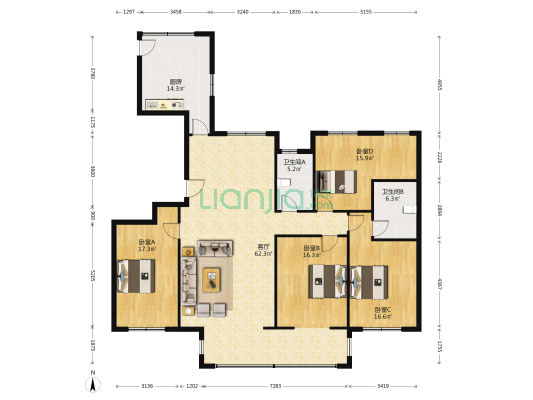 中冶丽苑 4室1厅2卫 205平方