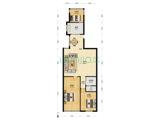 中平花园 3室1厅2卫 112平方