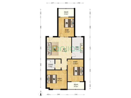 出版社家属院 3室1厅1卫 108平方