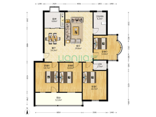 国源小区 4室2厅2卫 151平方