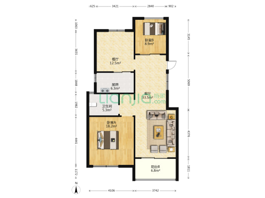 润源太阳城 2室2厅1卫 101平方