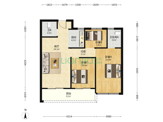 东欣华庭 3室1厅2卫 99平方