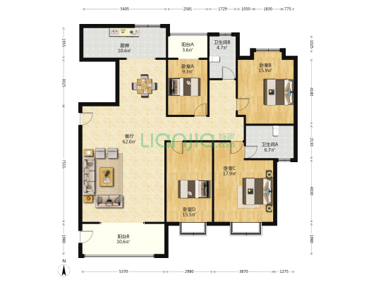 盛翠豪庭 4室1厅2卫 193平方