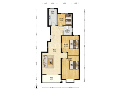 此房房本满二  通透三居室  格局合理 集中供暖-涿州平安D区户型图