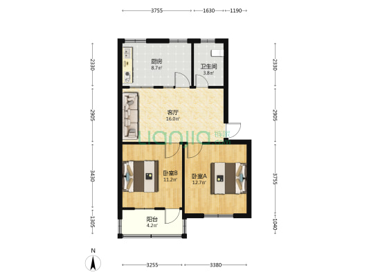 引河北路26号 2室1厅1卫 69平方