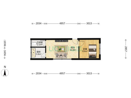 堰塘街40号 1室1厅1卫 36平方