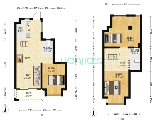 保利西江林语 3室1厅2卫 78平方
