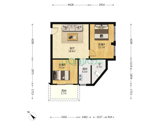 华悦楼 2室1厅1卫 70平方
