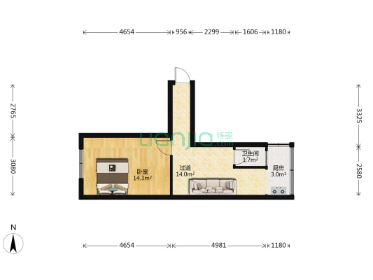八道沟工会楼 1室0厅1卫 40平方