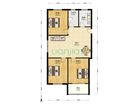 南头巷92号 3室1厅1卫 112平方