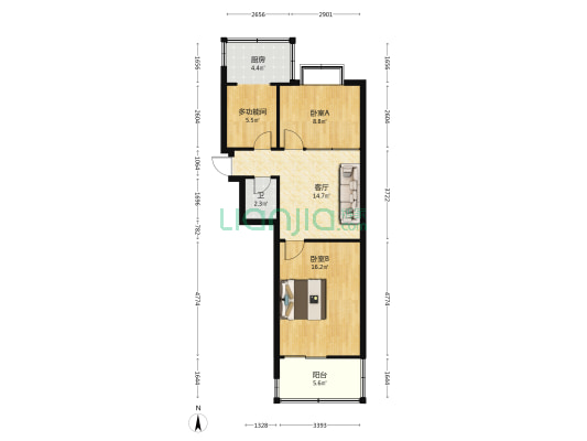 水利局家属院 3室1厅1卫 59平方