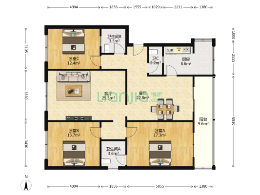 状元街四巷15号 3室2厅3卫 134平方