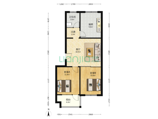 梨园小区(奎文区) 2室1厅1卫 80平方