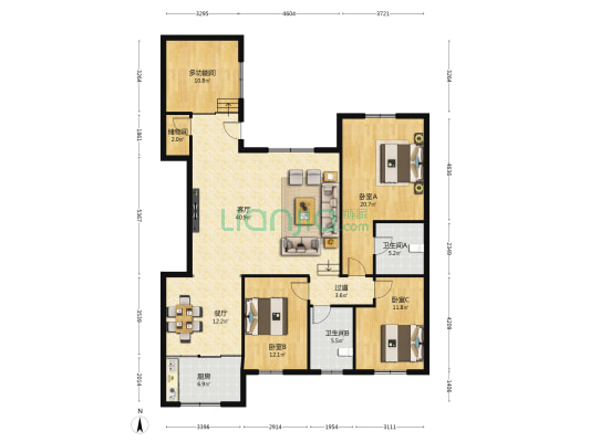 颐泽花园芙蓉苑 4室2厅2卫 172平方