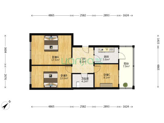 武警指挥学院家属楼 3室0厅1卫 78平方