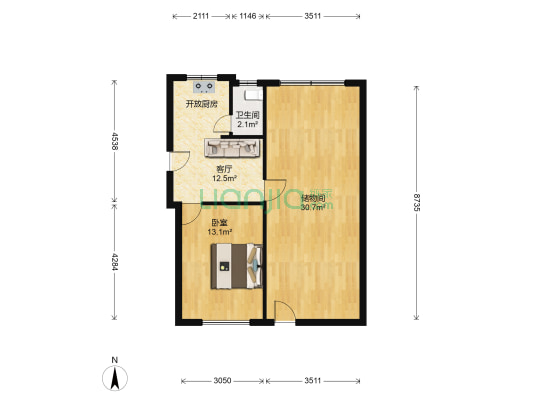 君岐新村 1室1厅1卫 77平方