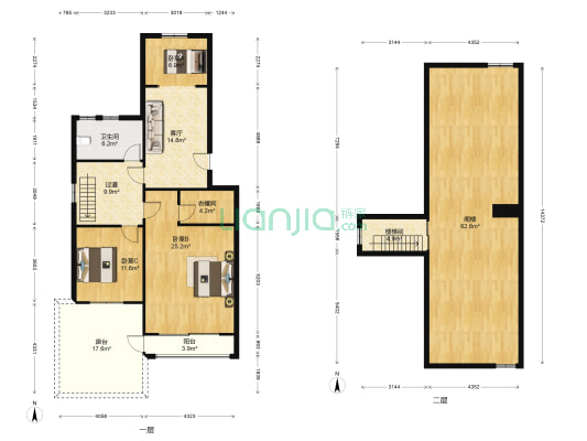 金地花园(沛县) 3室1厅1卫 98平方