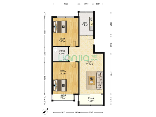华阳家园 2室1厅1卫 84平方