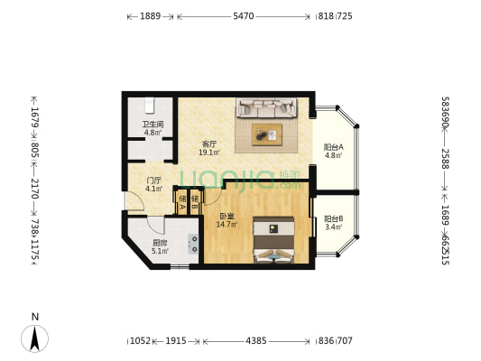 三秀涵雅 1室1厅1卫 87平方