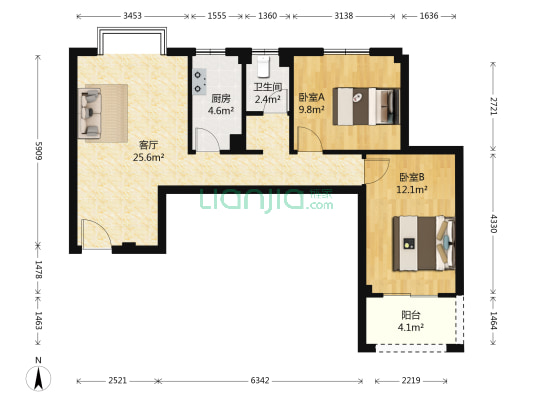 魁岐佳园 2室1厅1卫 75平方