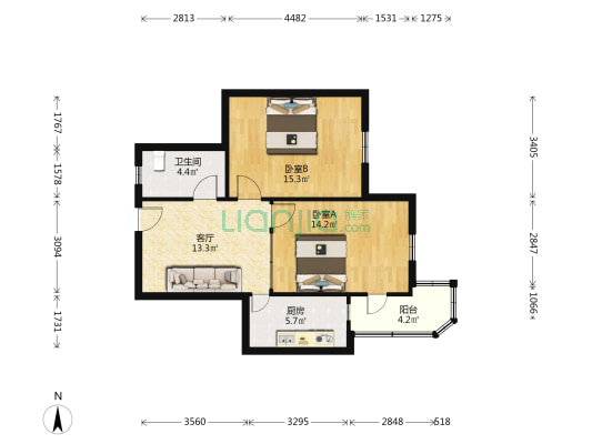 石岚二村 2室1厅1卫 85平方