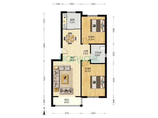 君惠兰庭 2室1厅1卫 89平方