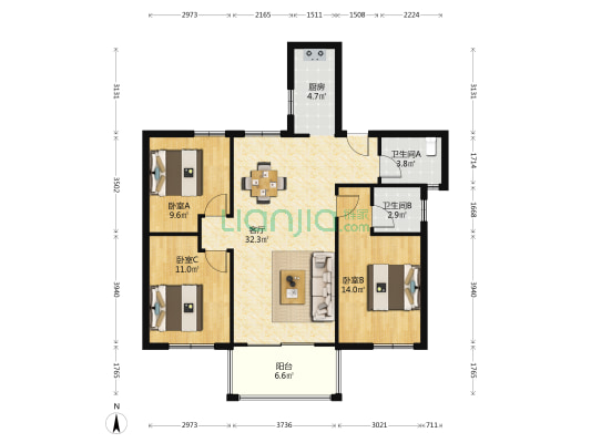 融信澜悦 3室1厅2卫 112平方