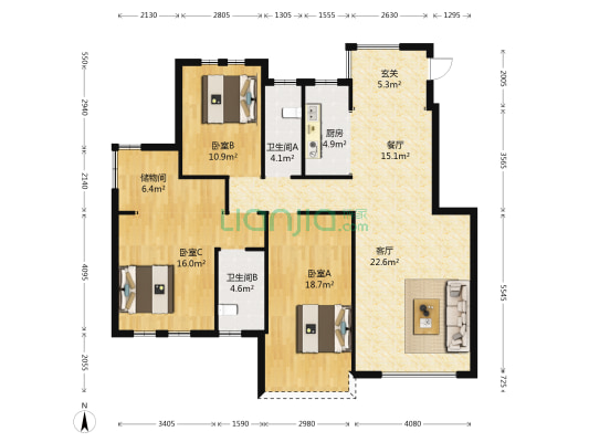 凤凰一品 3室2厅2卫 120平方
