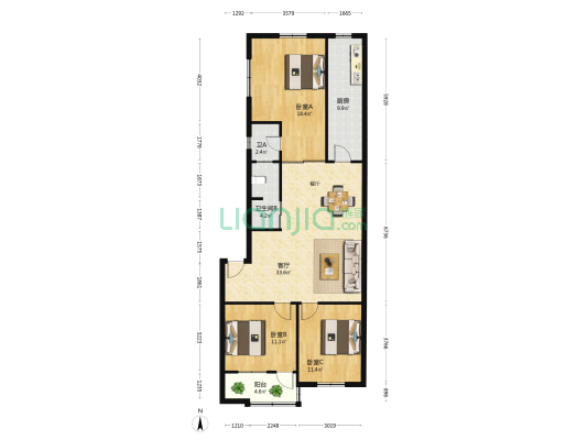 秀厢生活基地 3室1厅2卫 77平方