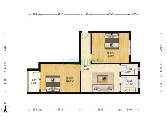 甘肃东兴铝业兰州生活小区东区 2室1厅1卫 70平方