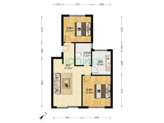 广洋苑 2室1厅1卫 71平方